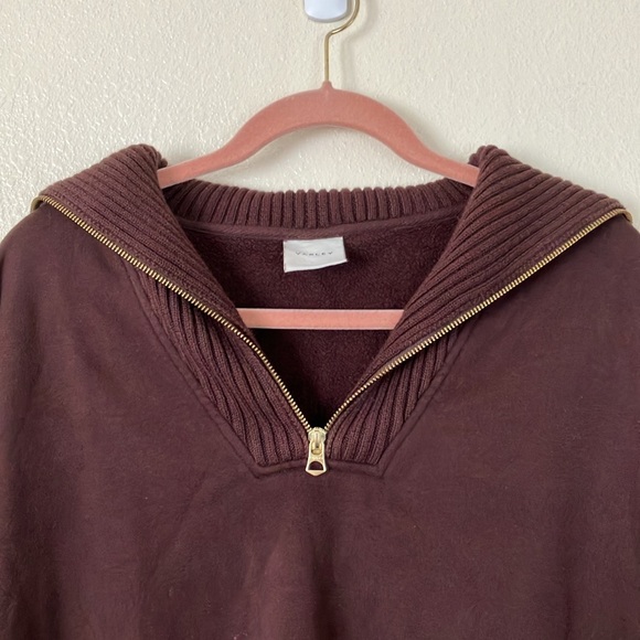 Varley Chocolate Brown Half Zip Owens Sweatshirt, M - Picture 2 of 8